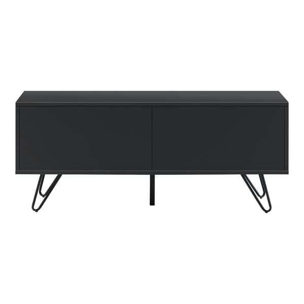 [en.casa] Sidobord Bollebygd-46,5x110x30cm-metall-melaminbelagd spånskiva-svart-2 dörrar med tryck-och-öppna-funktionen