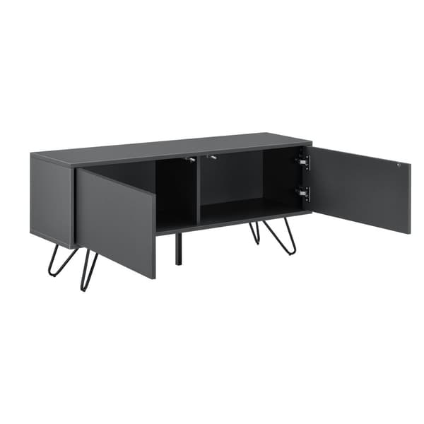 [en.casa] Sidobord Bollebygd-46,5x110x30cm-metall-melaminbelagd spånskiva-mörkgrå-svart-2 dörrar med tryck-och-öppna-funktionen