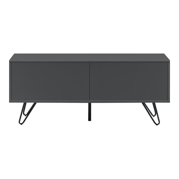 [en.casa] Sidobord Bollebygd-46,5x110x30cm-metall-melaminbelagd spånskiva-mörkgrå-svart-2 dörrar med tryck-och-öppna-funktionen