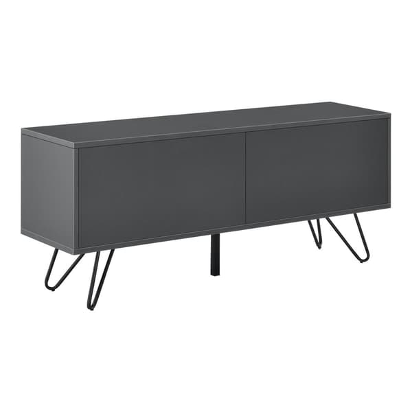 [en.casa] Sidobord Bollebygd-46,5x110x30cm-metall-melaminbelagd spånskiva-mörkgrå-svart-2 dörrar med tryck-och-öppna-funktionen