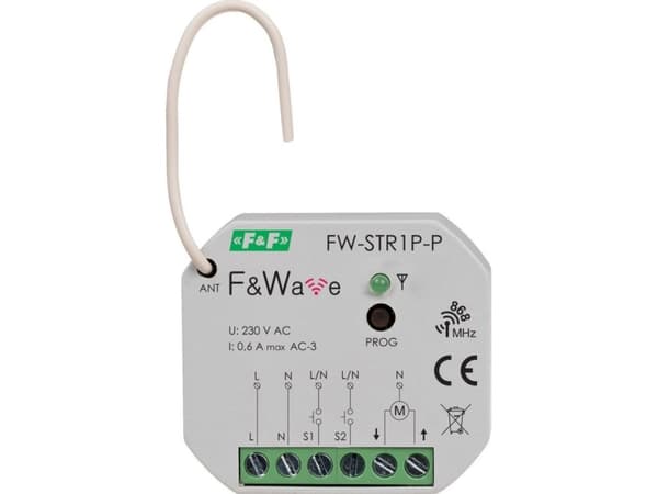 F&amp;F F&amp;Wave FW-STR1P-P multifunktionell rulljalusi radiostyrning 0,6A 85-265V AC/DC för fi 60 kopplingsdosa
