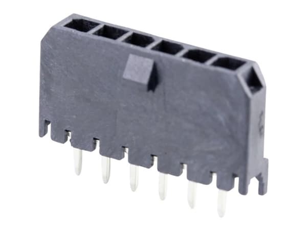 Molex Indbygningsstiftliste (standard) Samlet antal poler 6 Rastermål: 3 mm 436500627 1 stk Tray