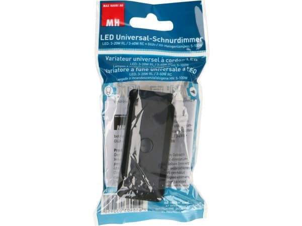 Max Hauri AG 161272, Dimmer, 100 W, Extern, Knappar, Svart, halogen, Glödande, LED