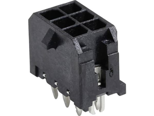 Molex 430450624 Micro-Fit 3.0 Vertical Header, 3.00mm Pitch, Dual Row, 6 Circuits, with PCB Press-fit Metal Retention Cli