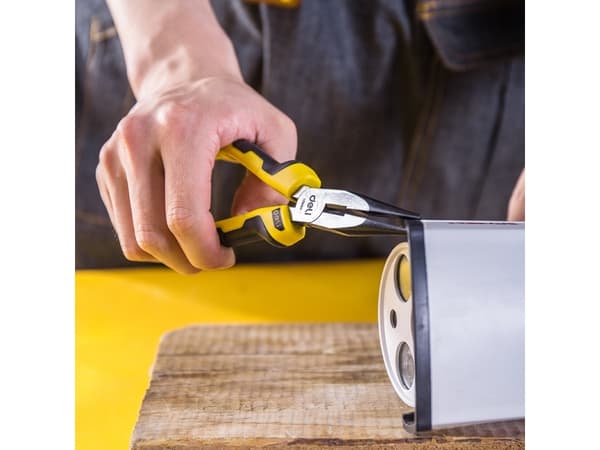Deli Tools EDL2106, Nåltänger, Kolstål, Svart, Gul, 55 mm, 160 mm