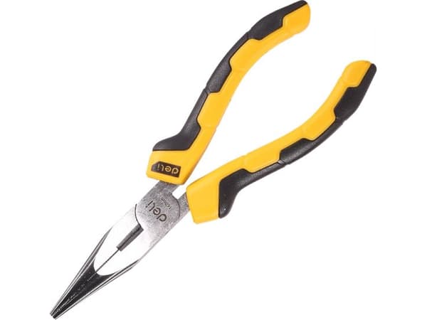 Deli Tools EDL2106, Nåltänger, Kolstål, Svart, Gul, 55 mm, 160 mm