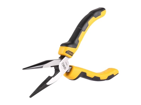 Deli Tools EDL2106, Nåltänger, Kolstål, Svart, Gul, 55 mm, 160 mm