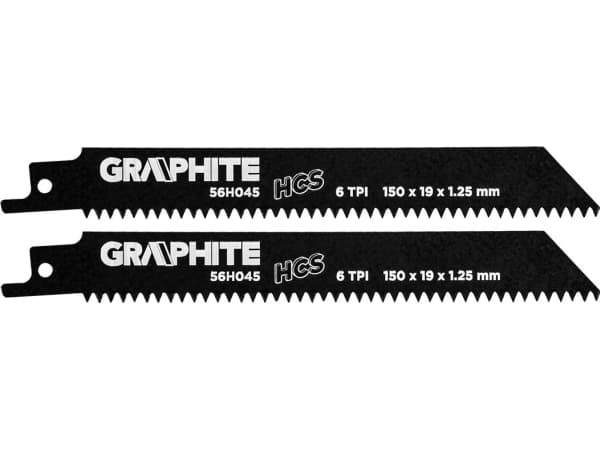 Bajonettsågblad i grafit (Sabelsågblad, HCS, 150 x 19 x 1,25 mm, 6TPI, Set. 2 st.)