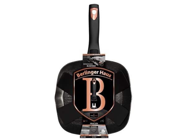Berlinger Haus BH/1953, firkant, Grillpanne, Sort, Aluminium, 2,1 l, Gass, Halogen, Induksjon