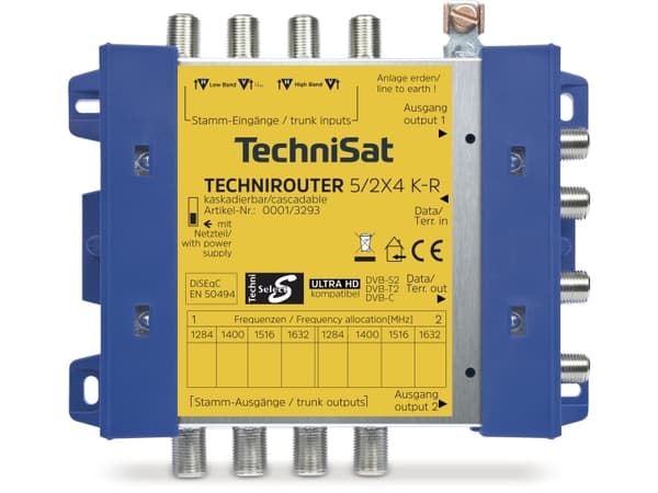 TechniSat TechniRouter 5/2x4 K-R, 1x maanpäällinen + 4x Sat-IF, Uros/naaras, 2 tuloa, 140 mm, 32 mm, 130 mm