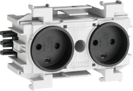 HAGER Ecoline pistorasia 2xDK etuasennukseen RAL9011
