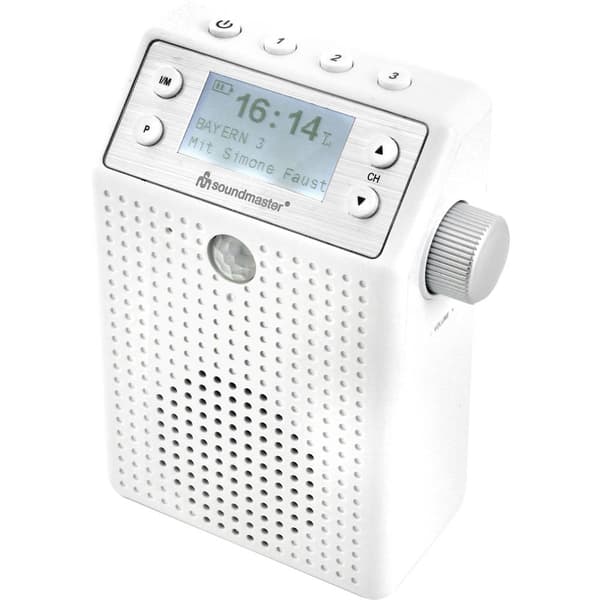 Uttagsradio soundmaster DAB60WE DAB+, FM Högtalartelefon, inkl. mikrofon, Stänkvattenskyddad, Väckningsfunktion, upplad