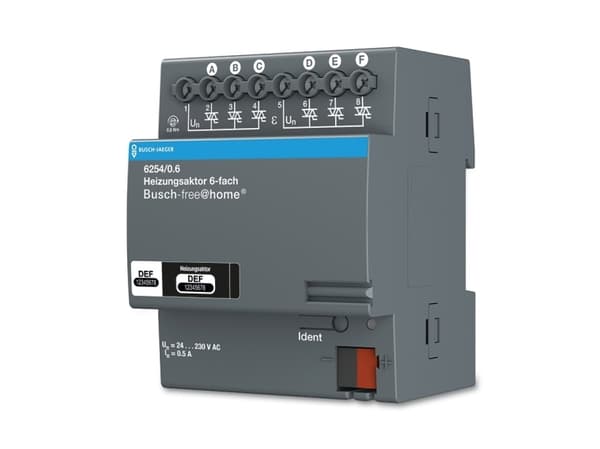 Busch-Jaeger 2CKA006220A0025, Termostaattilaite, 6 kanavaa, IP20, Sininen, Harmaa, Busch-free@home, RoHS, CE