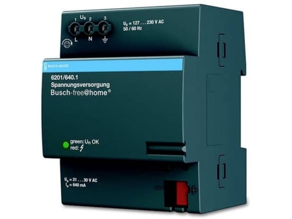 Busch-Jaeger 6201/640.1. tulojännite: 127 - 230 V, AC-tulotaajuus: 50/60 Hz, lähtöjännite: 30 V. virtalähde: Sisäverkkoon, käyttötarkoitus: Yleiskäyt