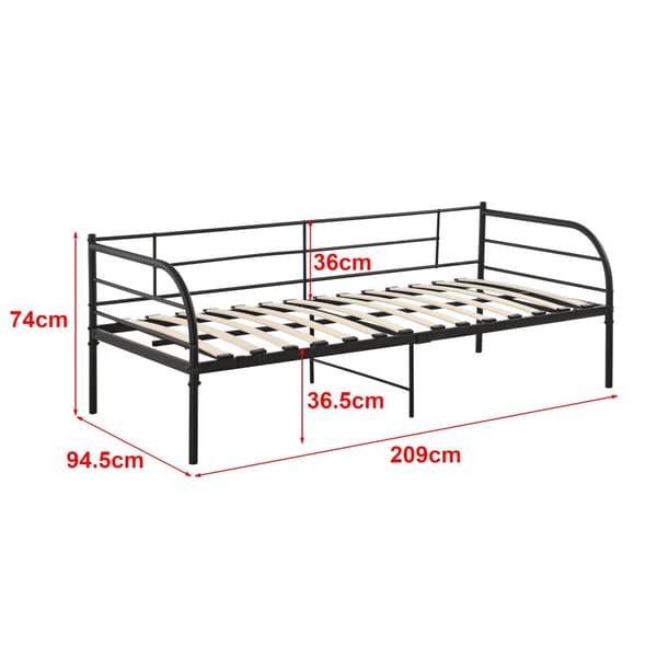 [en.casa] Dagbädd Falun med allergivänlig kallskum madrass-209x94,5x74cm-pulverlackerat stål-svart matt-max. belastning: 150 kg-reptålig