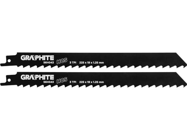 Graphite Graphite Kolvsågblad, HCS, 225 x 19 x 1,25 mm, 3TPI, sats om 2 st.