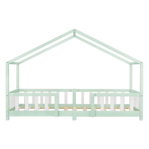 Hussäng Treviolo inkl. madrass 200x90 cm furu vit mint [en.casa]