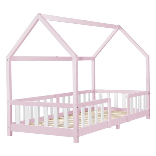 Juniorsäng Sisimiut hussäng 200x90cm furu rosa med sängskydd [en.casa]