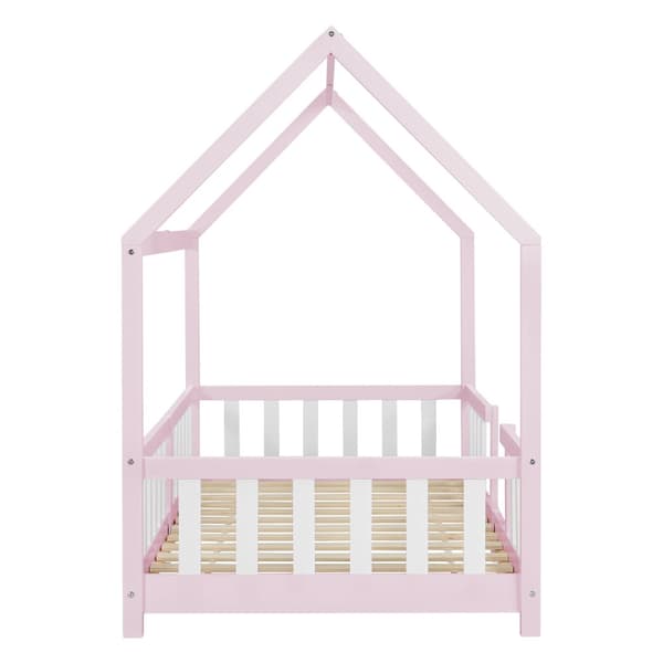 Juniorsäng Sisimiut hussäng 200x90cm furu rosa med sängskydd [en.casa]
