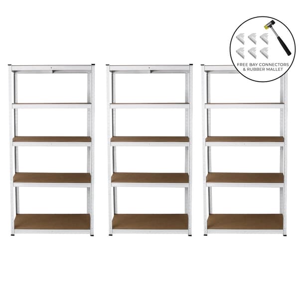 Monster Racking 3 x E-Rax Opbevaringshylder i Hvid 90cm x 40cm x 180cm | MonsterShop
