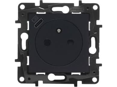Legrand Niloe Step - 2P+Z pistorasia, jossa on USB tyyppi C, automaattiset liittimet, sulkimella - musta 863538