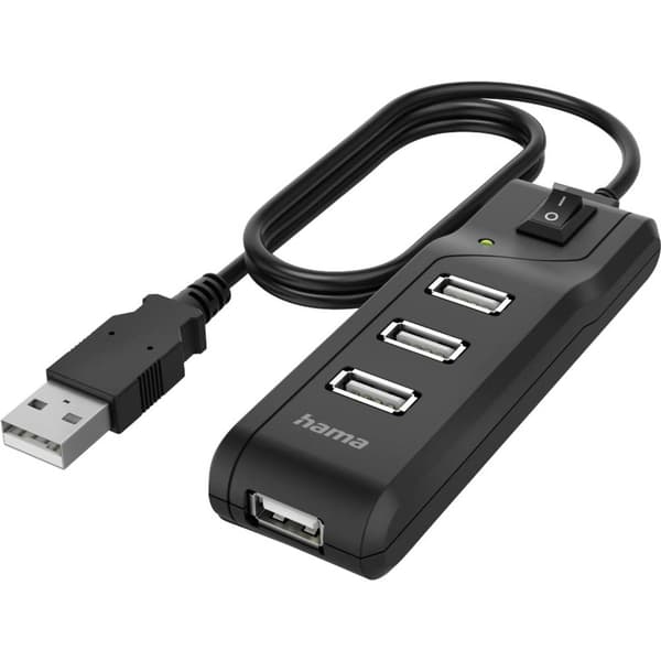 Hama 4 Port USB 2.0-Hub Svart