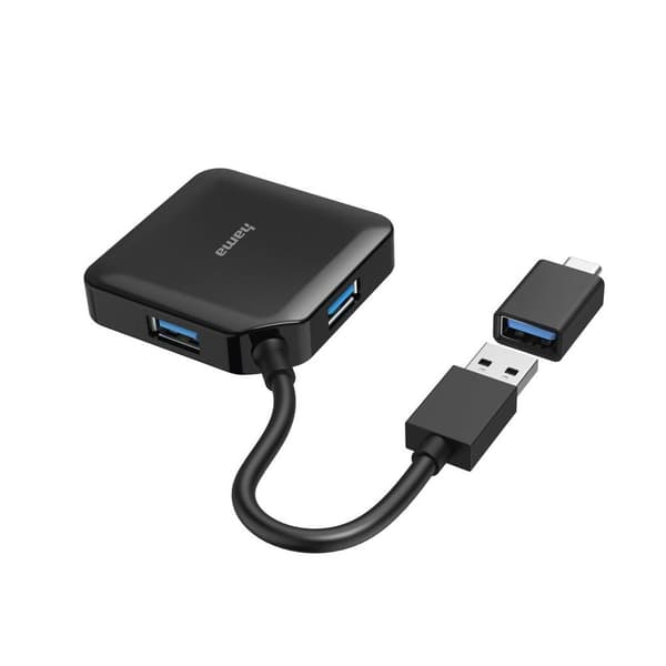 Hama 4 Port USB 3.0-hubb Svart