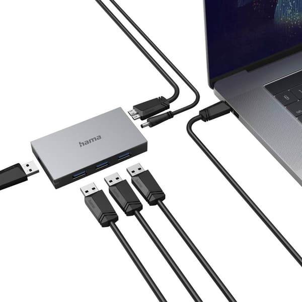 Hama 4 Port USB 3.0-hubb Grå