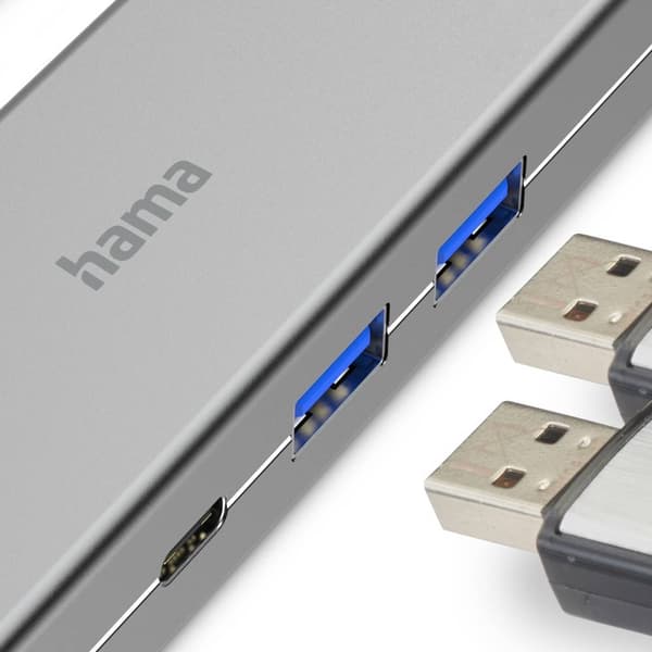 Hama 4 Port USB-C® (USB 3.1) Multiport Hubb Grå