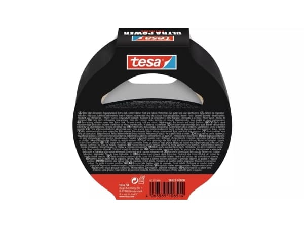 TESA Ultra Power Extreme, Musta, Korjaus, PET-karva, Kumi, Metalli, PVC-muovi, Karkea, Tasainen, 10 m