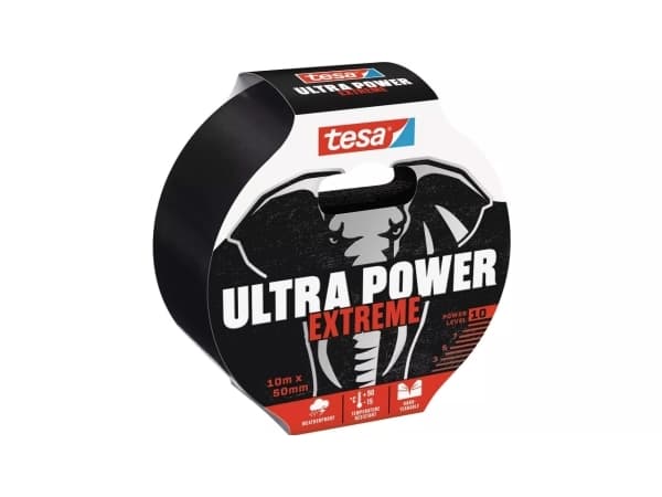 TESA Ultra Power Extreme, Musta, Korjaus, PET-karva, Kumi, Metalli, PVC-muovi, Karkea, Tasainen, 10 m