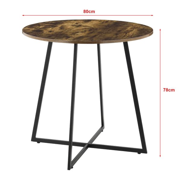 Matbord Vaggeryd 78x80cm metall svart mörk träfärg [en.casa]