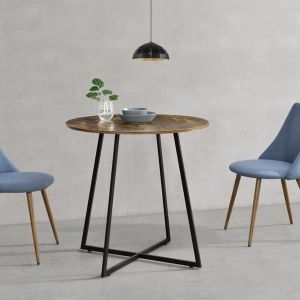Matbord Vaggeryd 78x80cm metall svart mörk träfärg [en.casa]
