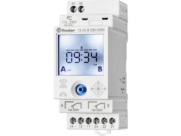 Finder 12A200240000 Tidsknapp Utomhus, 24 timmar IP20 Astrofunktion, semesterprogram, pulsfunktion
