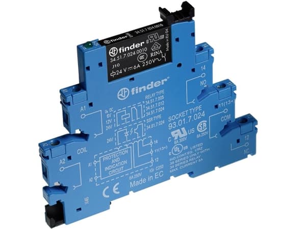Finder 38.51.7.024.0052 Koblingsrelæ 24 V/DC 6 A 1 x skiftekontakt 10 stk