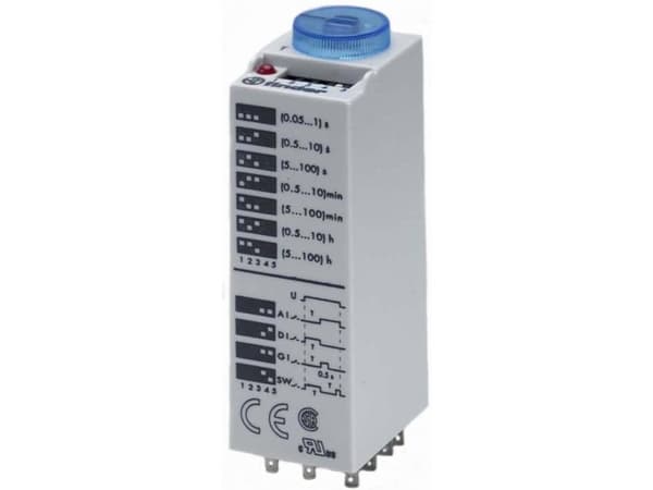 Finder 85.03.0.125.0000 Tidsrelä 125 V DC/AC 1 st Tidsintervall: 0,05 - 360000 s 3 x omkoppling