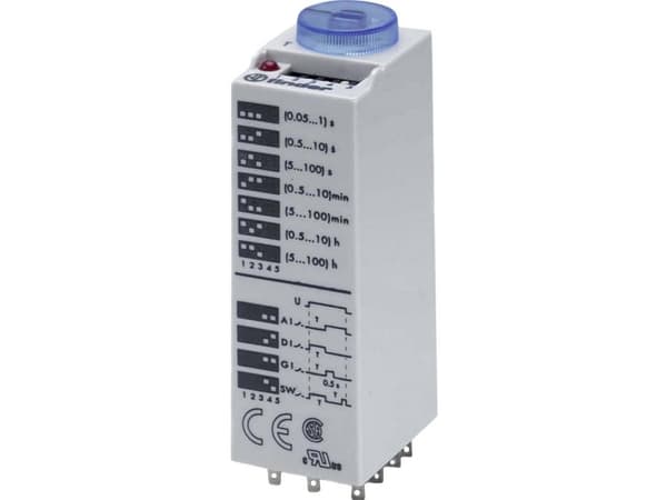 Finder 85.03.0.125.0000 Tidsrelä 125 V DC/AC 1 st Tidsintervall: 0,05 - 360000 s 3 x omkoppling