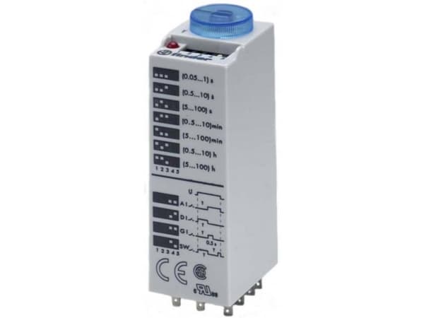 Finder 85.03.0.024.0000 Tidsrelä 24 V DC/AC 1 st Tidsintervall: 0,05 - 360000 s 3 x omkoppling