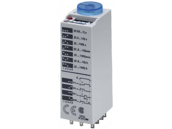 Finder 85.03.0.024.0000 Tidsrelä 24 V DC/AC 1 st Tidsintervall: 0,05 - 360000 s 3 x omkoppling