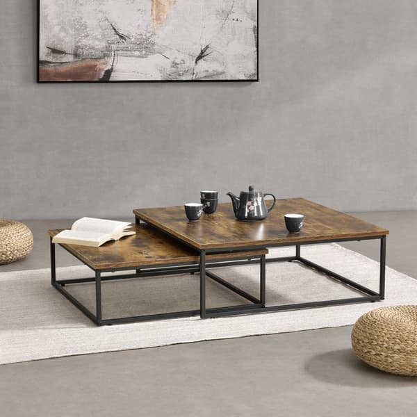 Soffbord Haninge set om 2 mörk träfärg [en.casa]