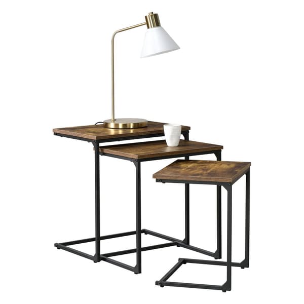 Soffbord Tjörn set om 3 mörk träfärg [en.casa]