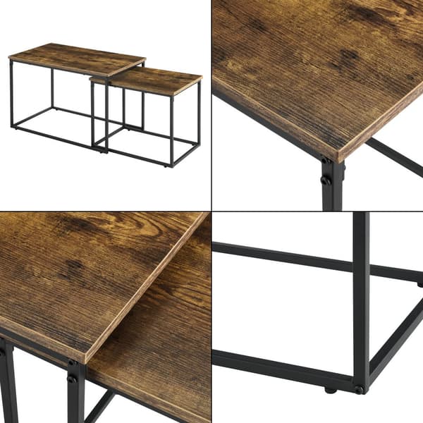 Soffbord Härnösand set om 2 mörk träfärg [en.casa]
