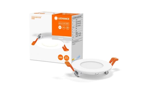 LEDVANCE Downlight Slim, Nedtryckbar spotlight, 4,5 W, 6500 K, 240 LM, 220 - 240 V, Vit