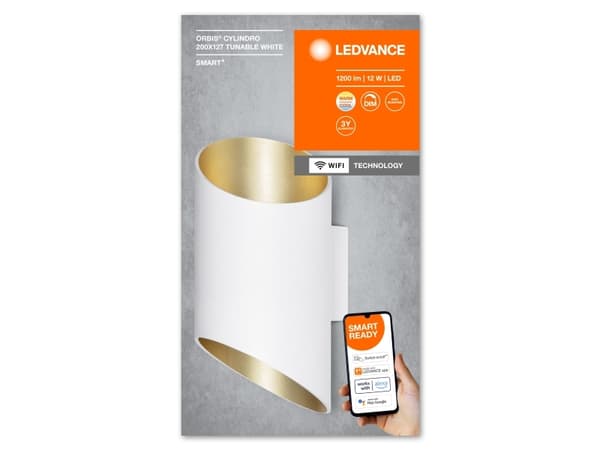 LEDVANCE SMART+ Orbis Wall, Älyseinävalo, Valkoinen, Wi-Fi, LED, Ei vaihdettavissa oleva hehkulamppu, Valkoinen