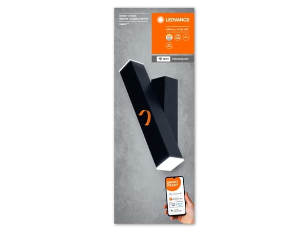 LEDVANCE SMART+ Orbis Wall, Smart väggbelysning, Wi-Fi, Svart, LED, Gjuten aluminium, Polykarbonat, Glödlampan/-lamporna kan inte bytas ut