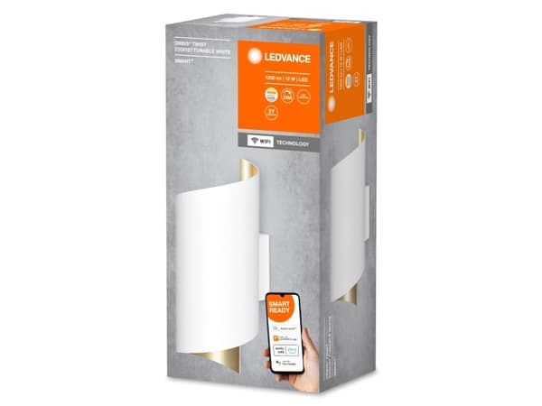 LEDVANCE SMART+ Orbis Wall, Smart väggbelysning, Wi-Fi, Vit, LED, Gjuten aluminium, Polykarbonat, Glödlampan/-lamporna kan inte bytas ut