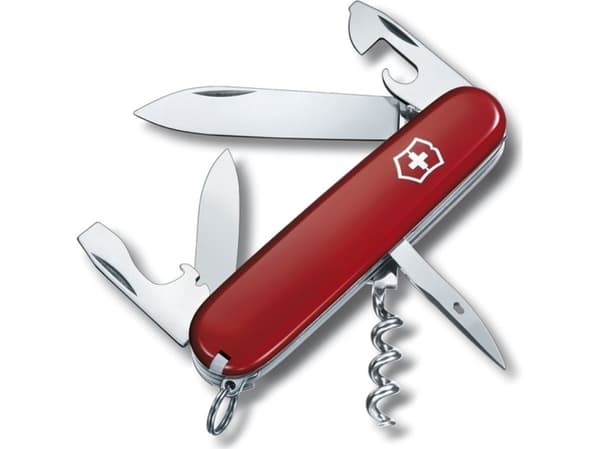 Victorinox Spartan, Fällkniv av slipjoint-modell, Kniv med flera verktyg, Clip point, Rostfritt stål, ABS synthetics, Röd, Silver