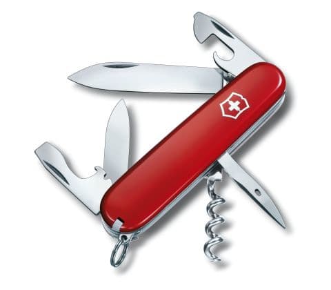 Victorinox Spartan, Fällkniv av slipjoint-modell, Kniv med flera verktyg, Clip point, Rostfritt stål, ABS synthetics, Röd, Silver