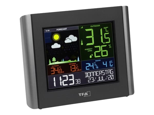 TFA-Dostmann VIEW METEO, Musta, Muovi, 10 - 99%, 0 - 50 °C, 32 - 122 ° F, -40 - 60 °C