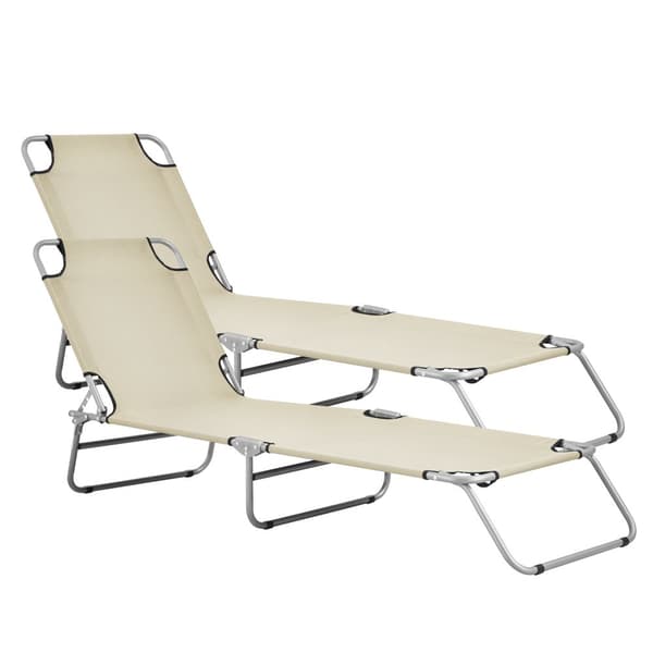 Solsäng Carcao set om 2 silver matt beige 5 olika lägen [casa.pro]